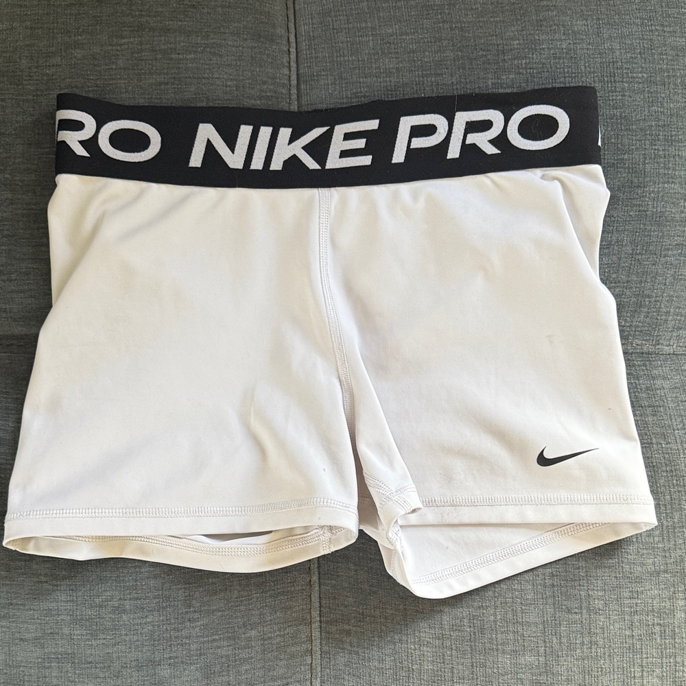 Nike Pro White and Black Training Shorts